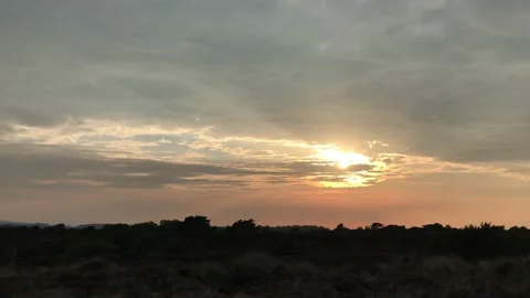 Sunset over the meadow in England Stock Footage 145838870