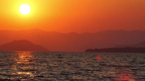 Sunset Over Mediterranean Ocean and Turkish Mountains Stock Footage 40434774