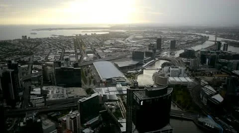 Sunset over Melbourne City, Timelapse, 1080p Video stock 12688751