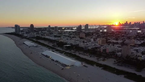 Sunset over Miami Beach 4K Stock Footage 167295799