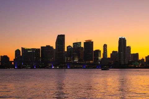 Sunset over Miami Beach skyline Stock Photos