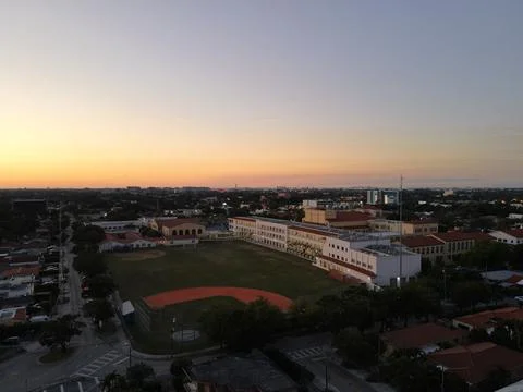 Sunset over Miami Highschool Stock Photos