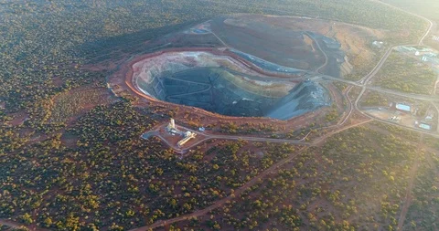 Sunset over mining pit, Australia Stock Footage 113603271
