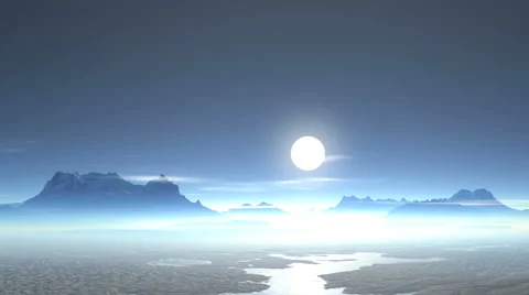 Sunset over a misty valley Stock Footage 64645101