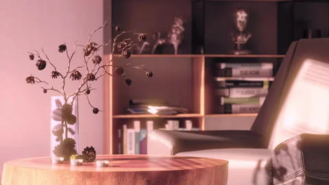 Sunset over modern Living Room Stock Footage 220249257