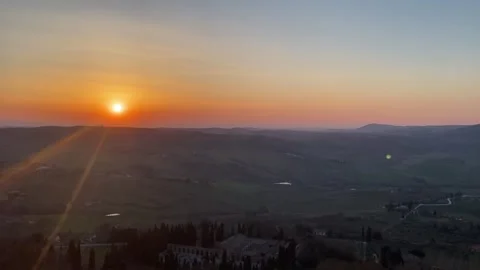 Sunset over Montepulciano in Tuscany Stock Footage 275213053