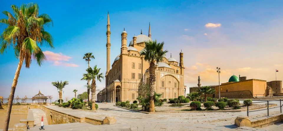 Sunset over mosque Stock Photos