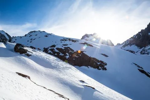 Sunset over Mount Winchell from the John Muir Wilderness of California. Hikin Stock Photos