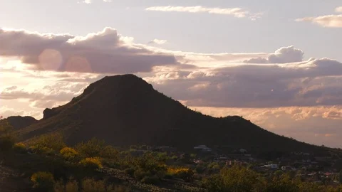 Sunset over a mountain in Arizona Stock Footage 73721875