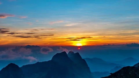 Sunset over mountain. Stock Footage 71755275
