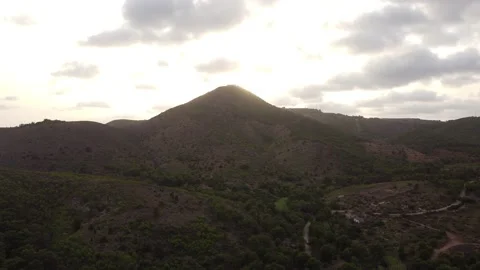 Sunset over the mountain Stock Footage 158618881