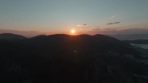 Sunset Over the Mountain Golden Hour Stock Footage 302665896