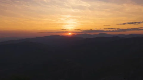 Sunset over mountain hills Stock Footage 152076743
