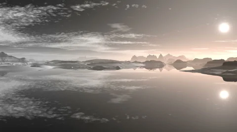 Sunset over mountain lake Stock Footage 33761692