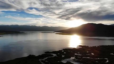 Sunset Over Mountain Lake 库存影片 105440183