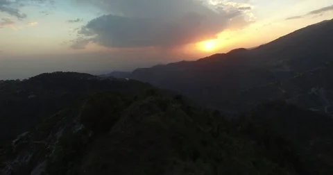 Sunset Over Mountain Peaks Stock Footage 80984849