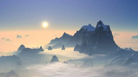 Sunset Over Mountain Peaks Stock Footage 81203273