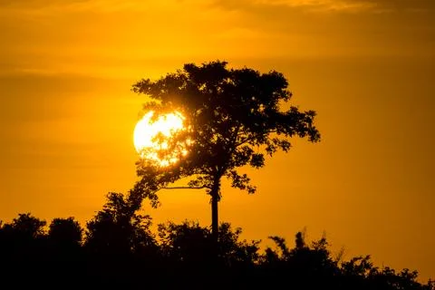 Sunset over mountain Stock Photos