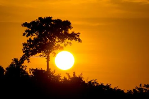 Sunset over mountain Stock Photos