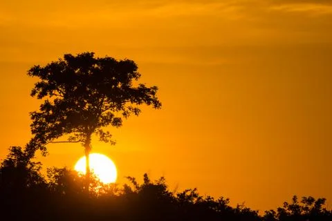 Sunset over mountain Stock Photos