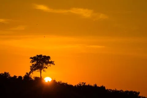 Sunset over mountain Stock Photos