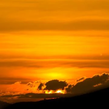 Sunset over mountain Stock-Fotos