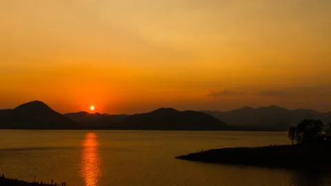 Sunset over the mountain Stock Photos