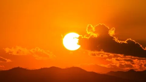 Sunset over mountain Stock Photos