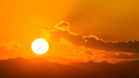 Sunset over mountain Stock Photos