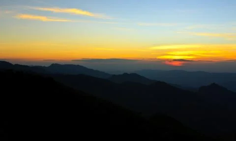 Sunset over mountain Foto stock