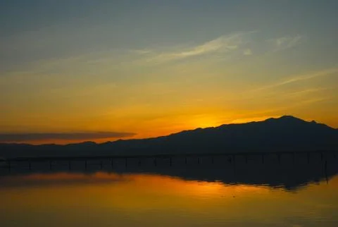 Sunset over mountain Stock Photos