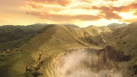 Sunset over mountain range landscape scene Stock Footage 169469932