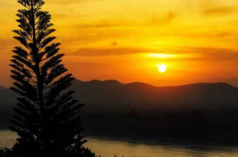 Sunset over mountain range Stock Photos