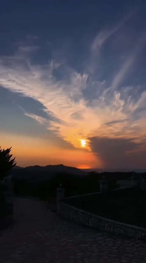 Sunset Over Mountain Ridge and Path Stock Footage 341629497
