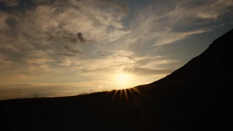 Sunset over mountain ridges nature landscape. Stock Footage 295867625