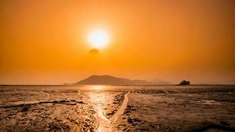 Sunset over the mountain by the sea 스톡 동영상 145571698