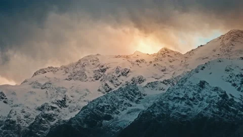 Sunset over Mountains Abstract Background 4K Loop Stock Footage 201122688