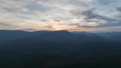 Sunset over Mountains and Coniston Water in Lake District National Park, Cumbria Stock-Footage 313933156