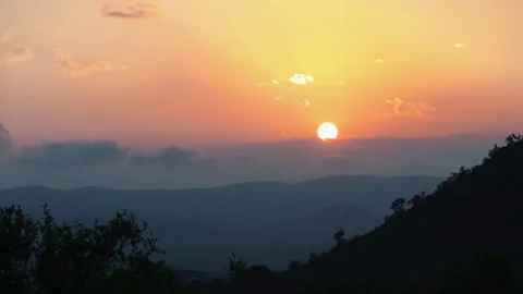 Sunset Over Mountains and Forest Landscape Video stock 328957647