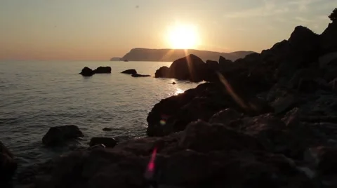 Sunset over mountains Stock Footage 51364605