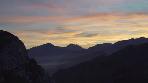 Sunset over the mountains Stock Footage 80336558