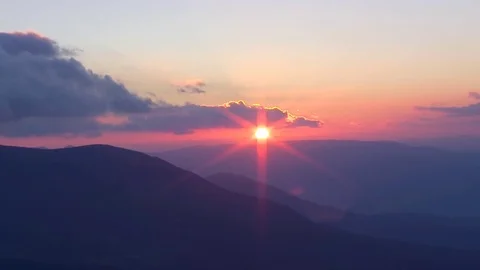 Sunset over mountains. Stock Footage 80770262