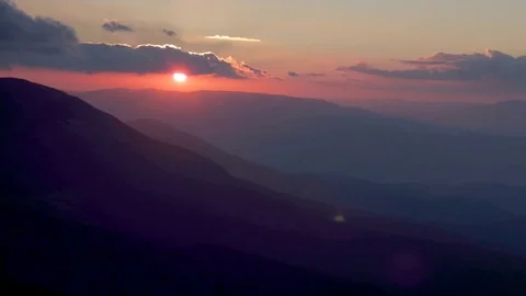 Sunset over mountains. Stock Footage 82767516