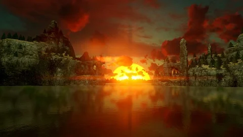 Sunset over mountains Stock Footage 105399128