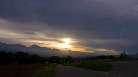 Sunset over the mountains Stock Footage 240812197