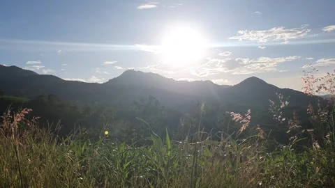Sunset over the mountains in Indonesia Video stock 334410576