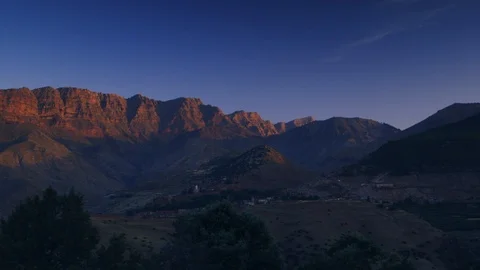 Sunset over Mountains in Morocco Stock Footage 124477723