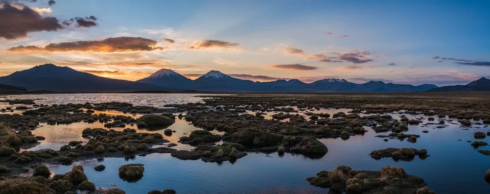Sunset over mountains Stock Photos