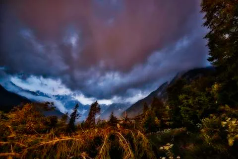 Sunset over the mountains Foto stock