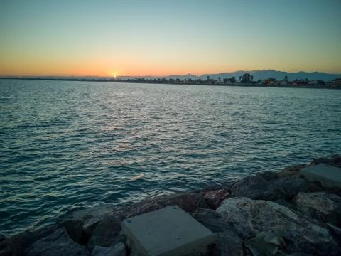 Sunset over the mountains Stock Photos